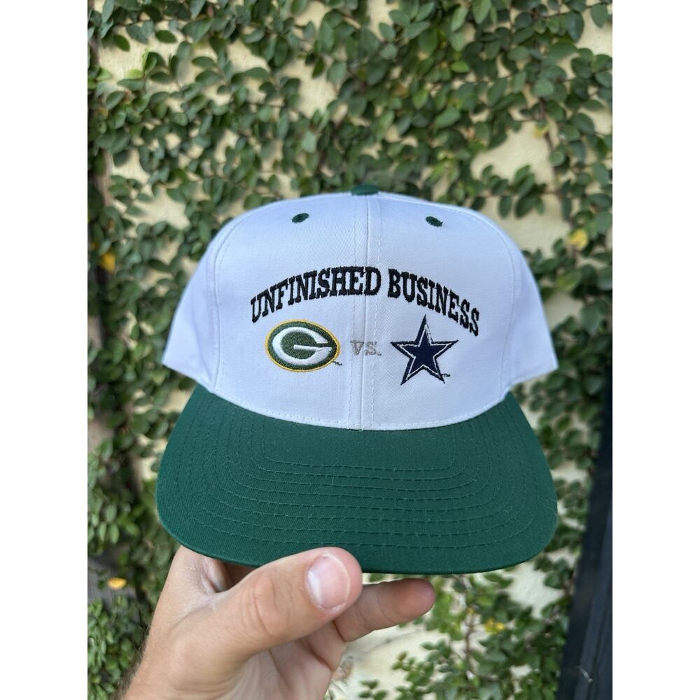 Vintage 90's Green Bay Packers Unfinished Business Cowboys Snapback Hat